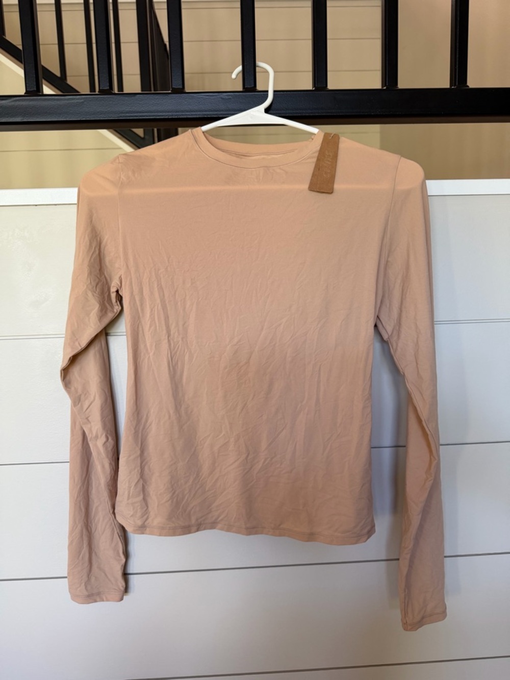 SKIMS Long Sleeve Crewneck Top in Blush Nude